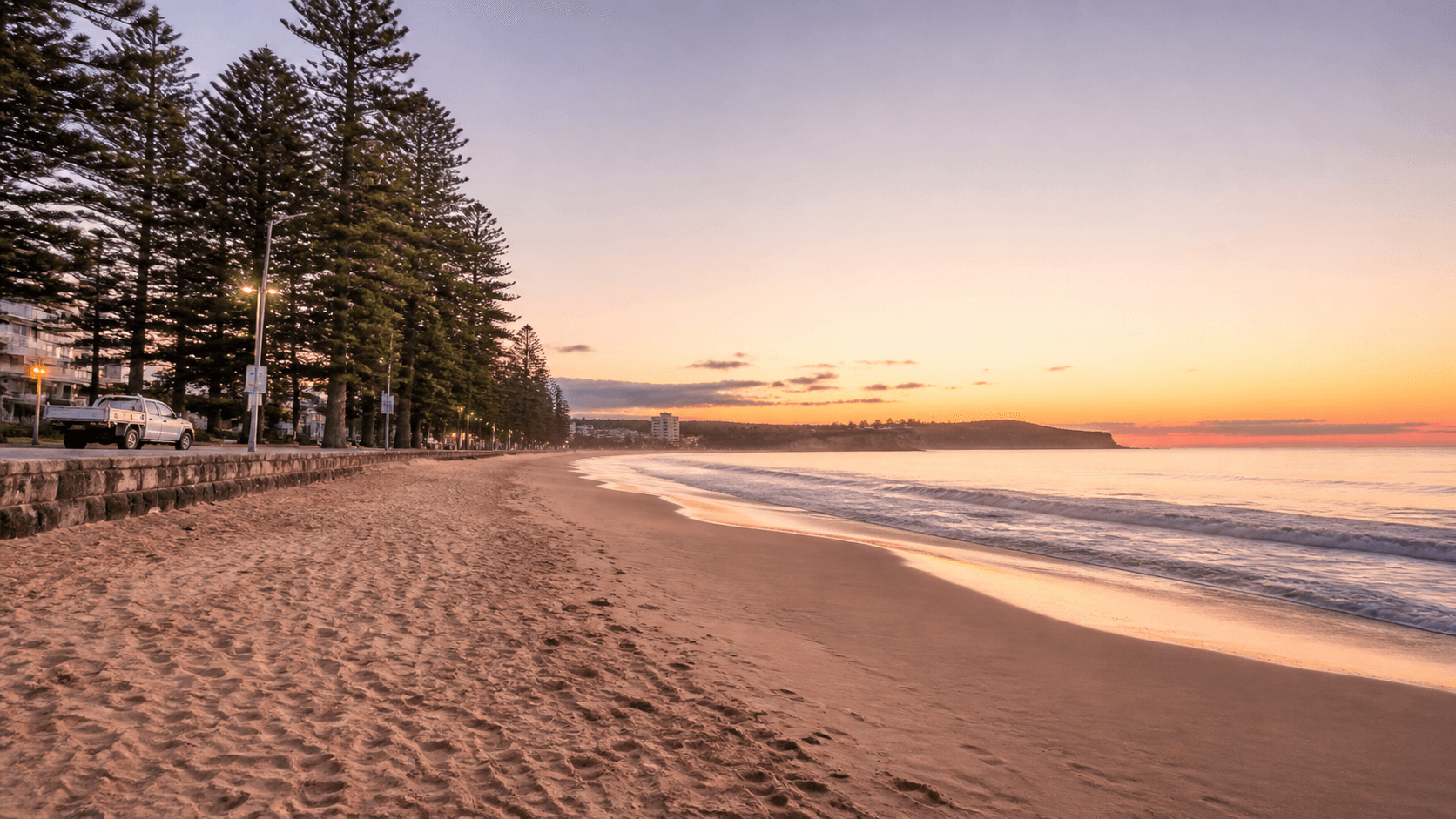 Sydney coastline at sunset