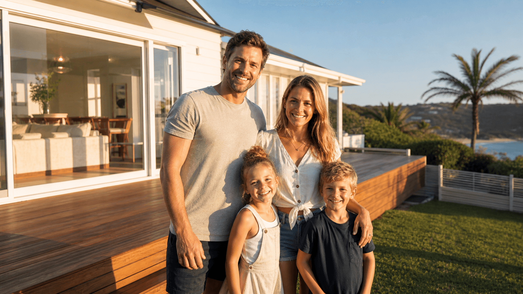A Sydney family outside their home